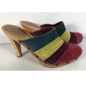 Coach Katy Colorblock Platform Wooden Heel Mules, Size 7